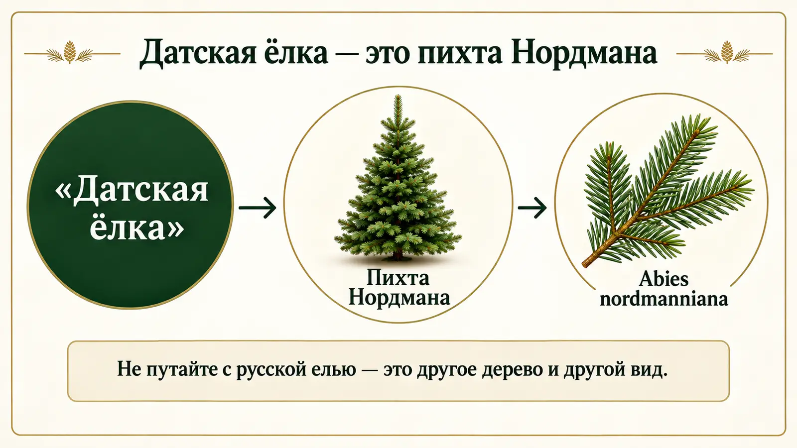 Пихта Нордмана — датская ёлка с густой тёмно-зелёной хвоей